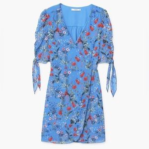 Mango Floral Print Mini Dress in Blue